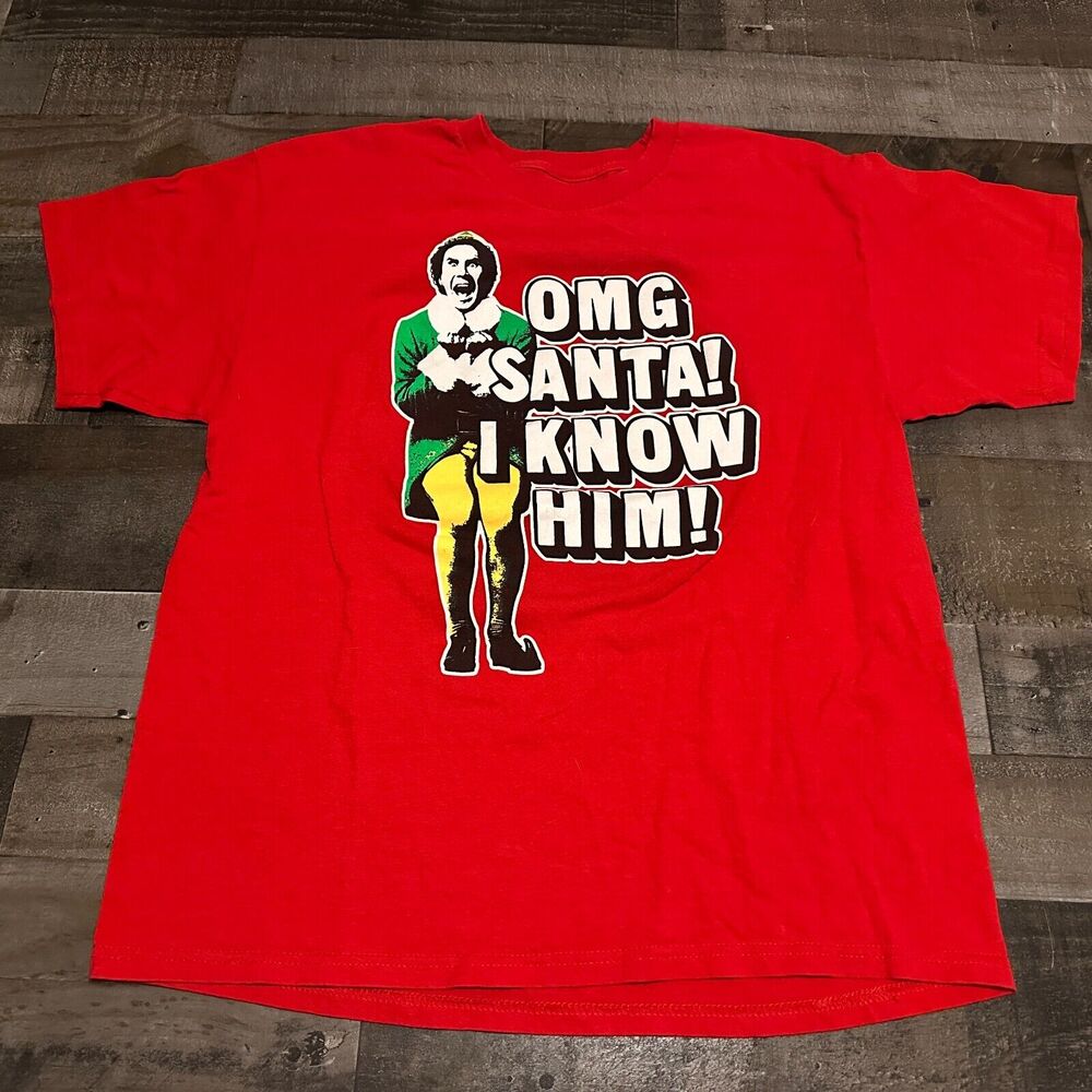 Elf OMG Santa! I Know Him! Size xl Red Ripple Junction Brand T-Shirt